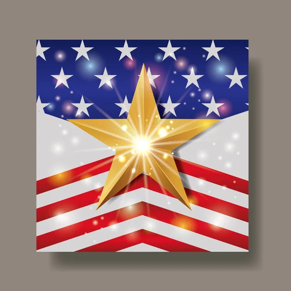 United States America Emblem Golden Star — Stock Vector