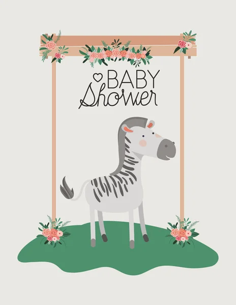 Tarjeta de ducha de bebé con cebra linda — Vector de stock