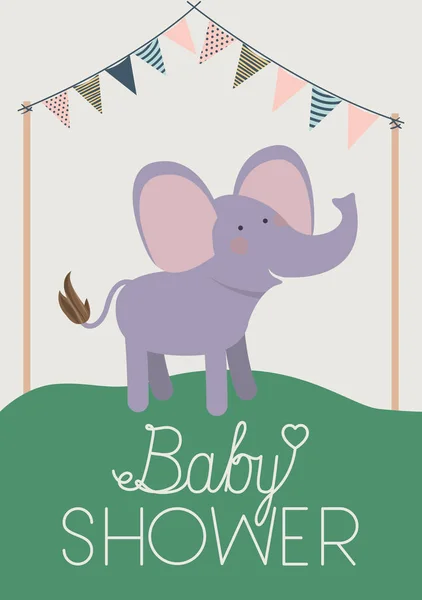 Baby-Duschkarte mit niedlichem Elefanten — Stockvektor