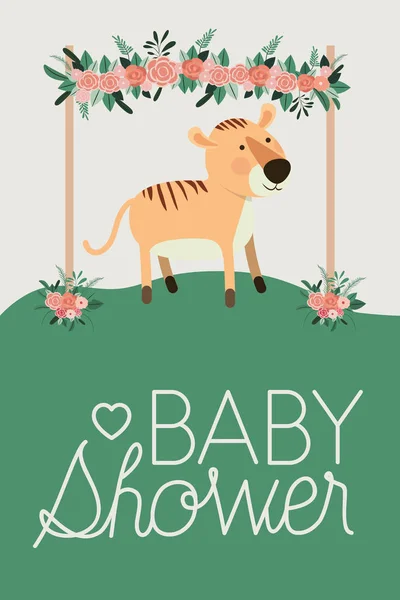 Baby shower card con simpatica tigre — Vettoriale Stock