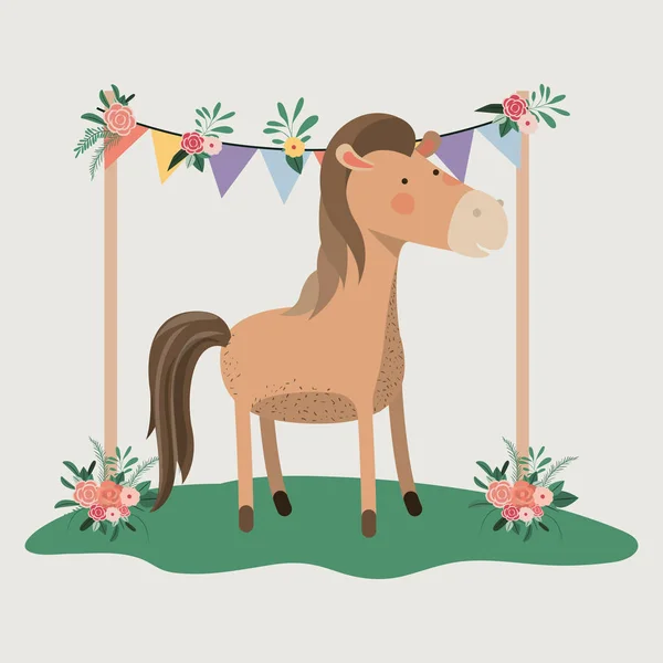 Baby shower card with cute horse — Stock Vector