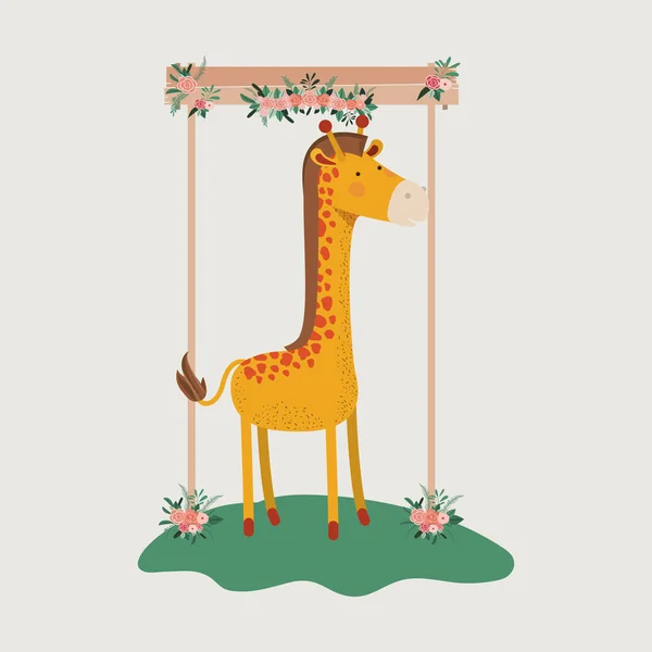 Baby shower kártya aranyos jiraffe — Stock Vector