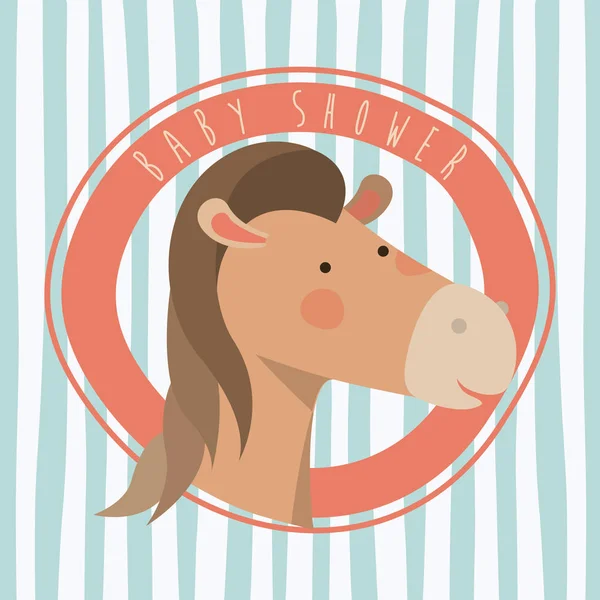 Baby sprcha karty s roztomilý kůň — Stockový vektor