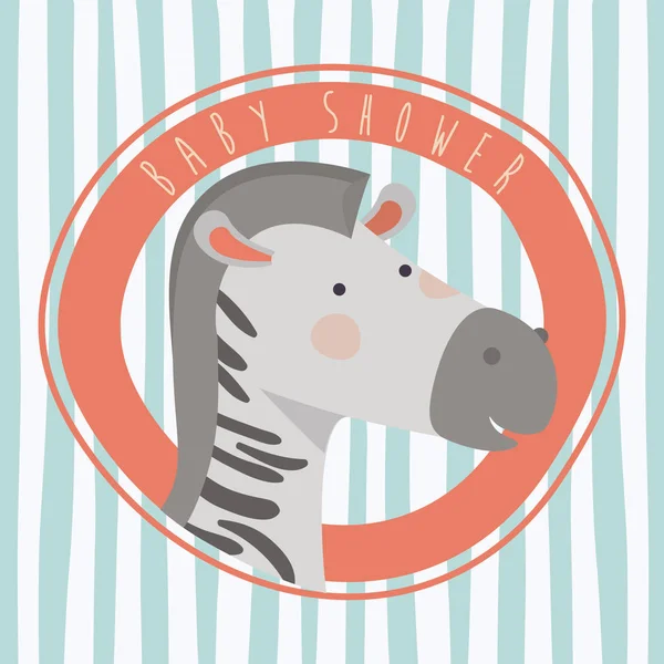 Baby sprcha karty s roztomilá zebra — Stockový vektor