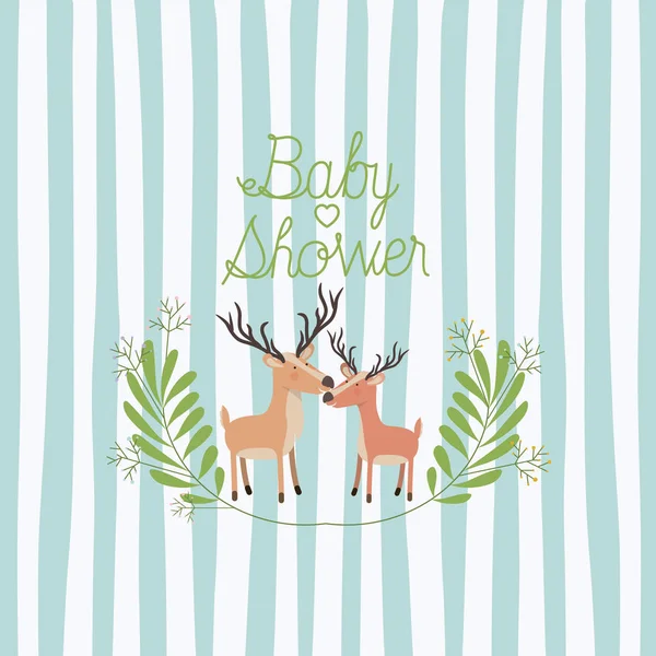Carte de douche bébé avec couple de rennes mignon — Image vectorielle