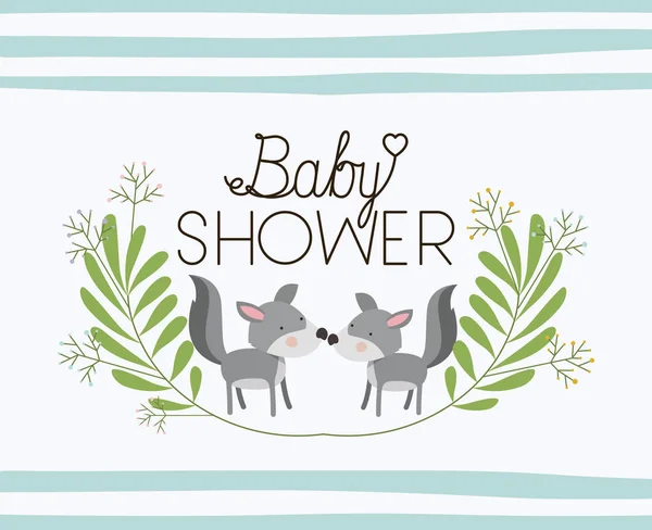 Tarjeta de ducha de bebé con perros lindos pareja — Archivo Imágenes Vectoriales