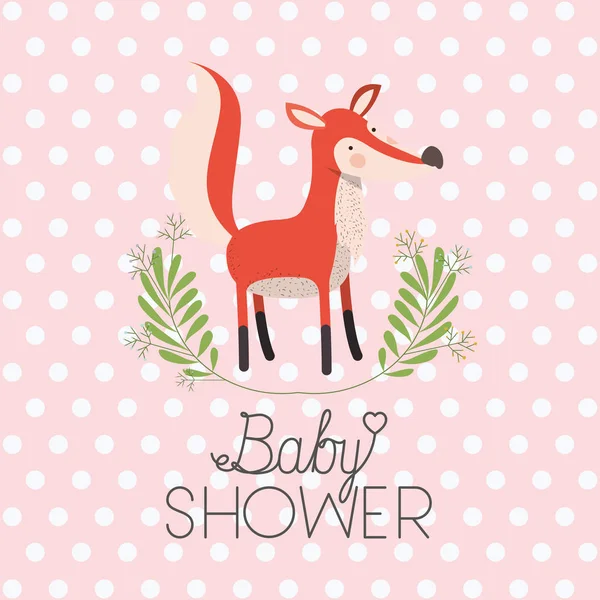 Carte de douche bébé avec renard mignon — Image vectorielle