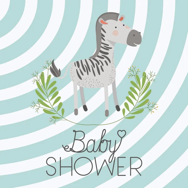 Bebek duş kartı şirin zebra ile — Stok Vektör