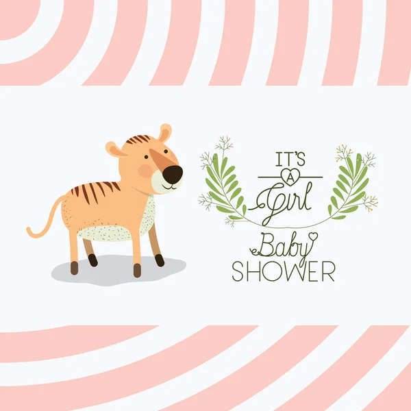 Carte de douche bébé avec tigre mignon — Image vectorielle