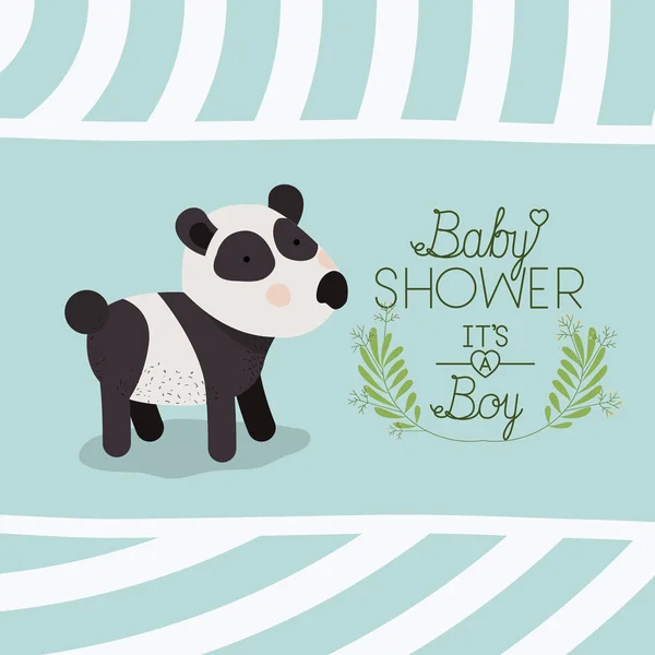 Cartão de chuveiro do bebê com panda urso bonito — Vetor de Stock