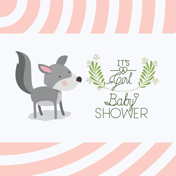 Cartão de chuveiro do bebê com cão bonito — Vetor de Stock