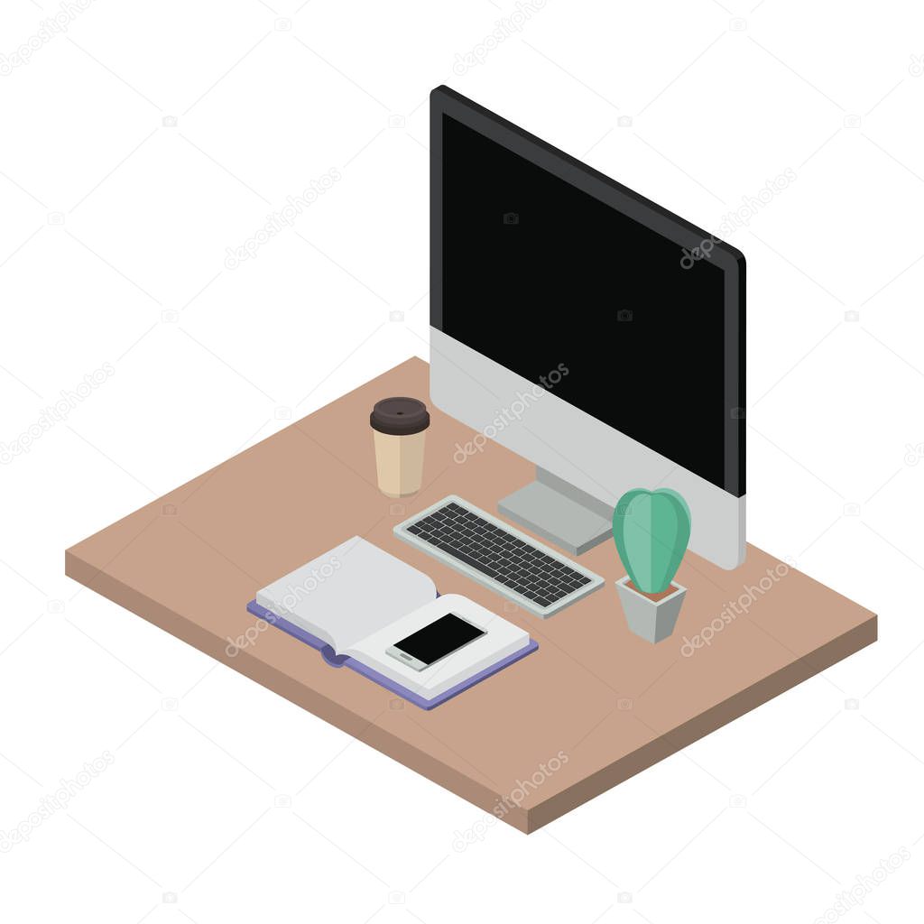 workplace elements isometrics icons vector illustration design