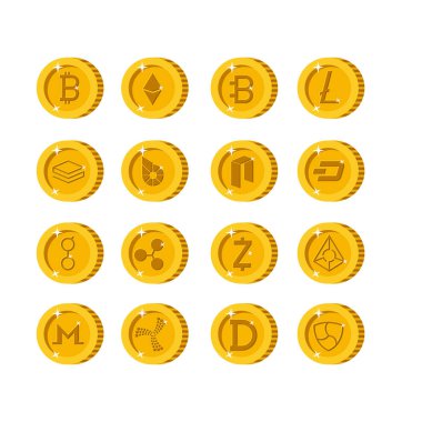 cryptocurrency türleri Icons set