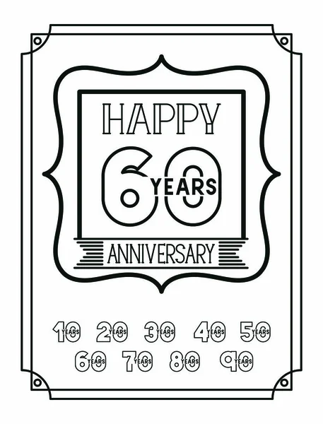 Happy Anniversary kort med årtionden — Stock vektor