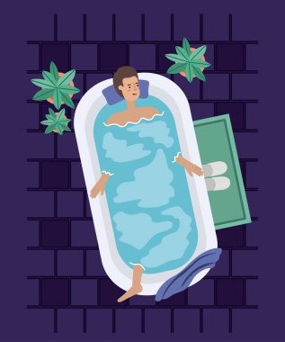 bir banyo küveti alarak adam