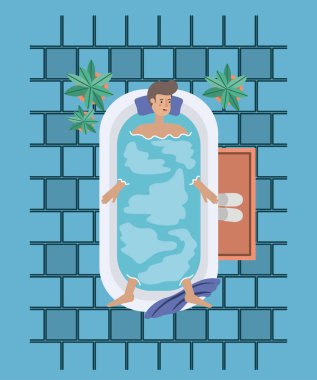 bir banyo küveti alarak adam