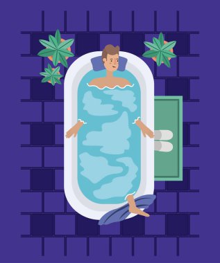 bir banyo küveti alarak adam