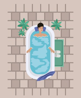 bir banyo küveti alarak adam