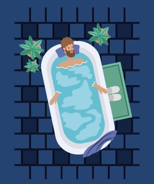 bir banyo küveti alarak sakallı