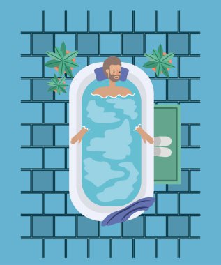 bir banyo küveti alarak sakallı