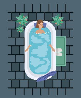 bir banyo küveti alarak kadın