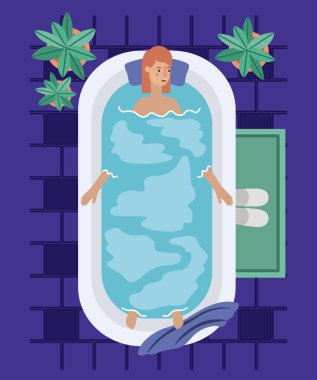 bir banyo küveti alarak kadın