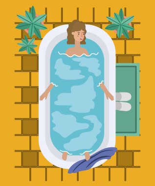 bir banyo küveti alarak kadın