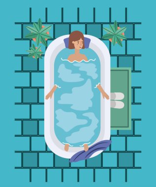 bir banyo küveti alarak kadın