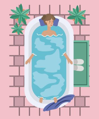 bir banyo küveti alarak kadın