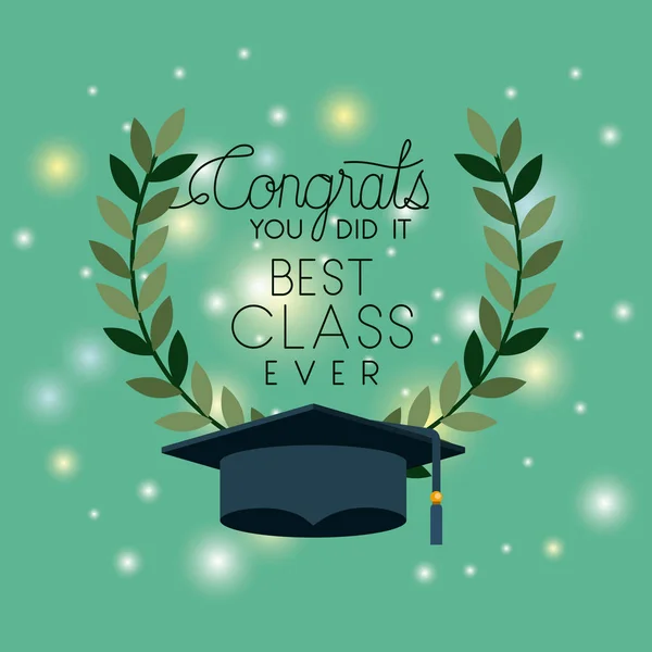 Graduation card with hat — Stock Vector