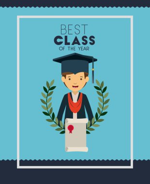 Mezuniyet Kartı adam karakteri ile