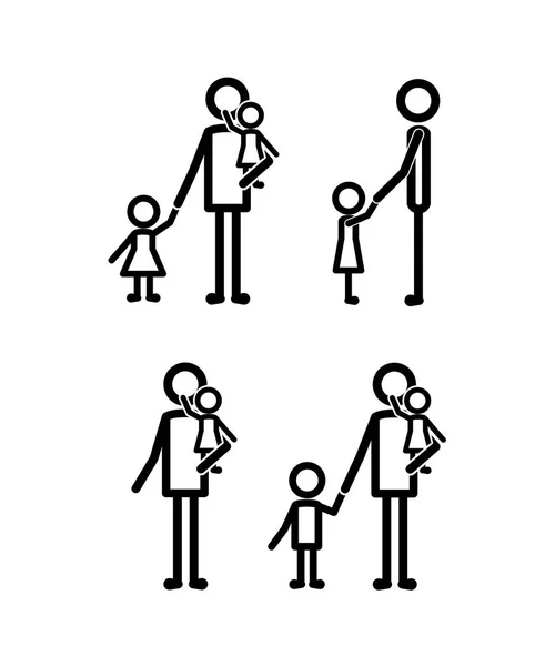 Family members set lines figures — Stock Vector