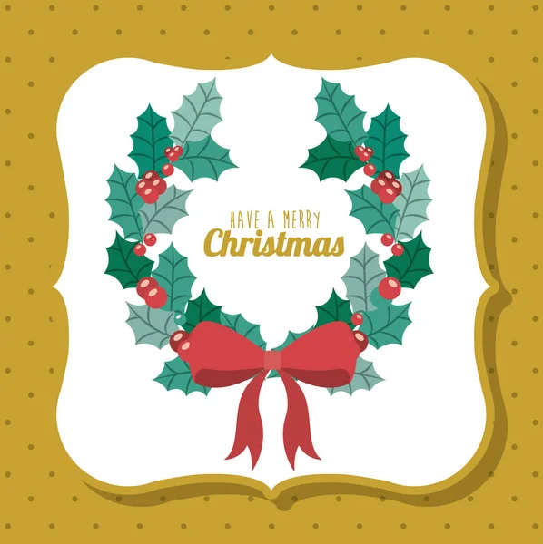 Bowtie en krans van Merry Christmas ontwerp — Stockvector