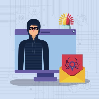 siber güvenlik bilgisayar ve hacker ile