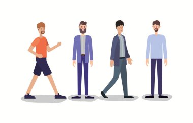 Grup karakter yürüyen adam