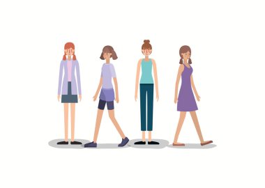 kadın karakter yürüyüş grubu