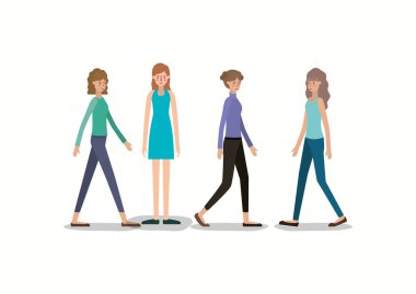 kadın karakter yürüyüş grubu