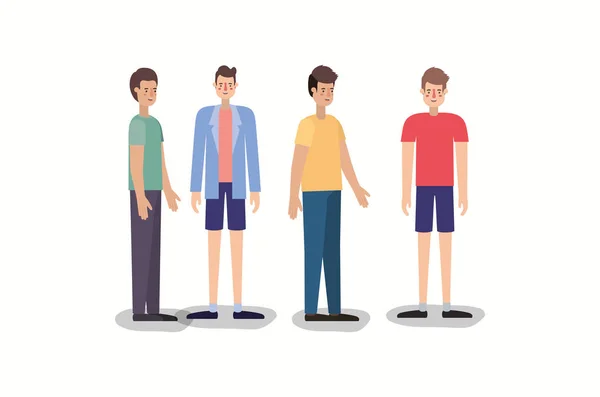 Group of men walking characters — Stock Vector