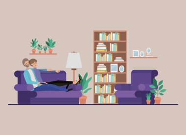 tv izlerken oturma üstünde genç çift