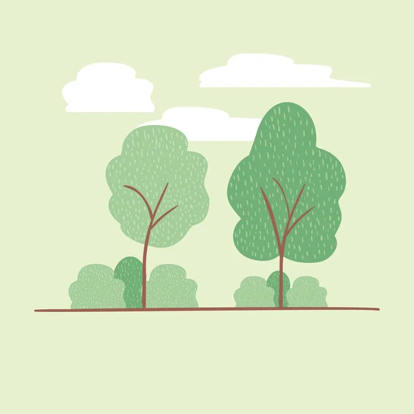 Landschap met bomen scène — Stockvector