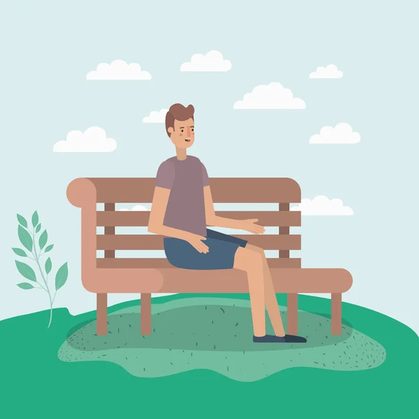 Mladý muž sedí na židli park — Stockový vektor