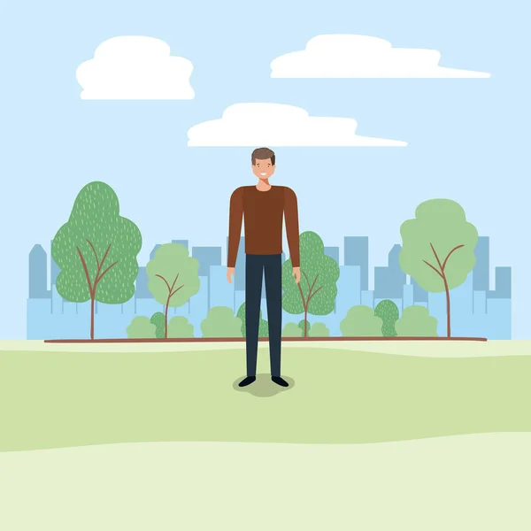 Joven hombre de negocios en el parque — Vector de stock