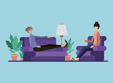 Genç çift üzerinde oturma rahatlatıcı