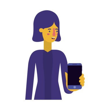 Akıllı telefonu olan genç bir kadın.