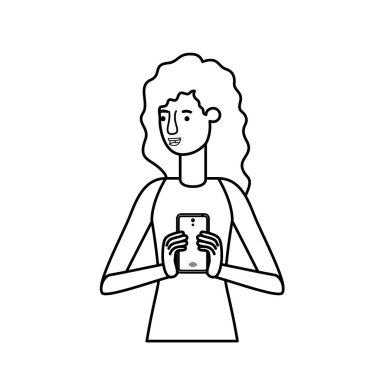 Akıllı telefonu olan genç bir kadın.