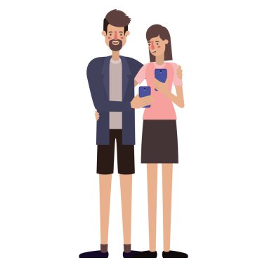 genç bir çift Smartphone kullanarak