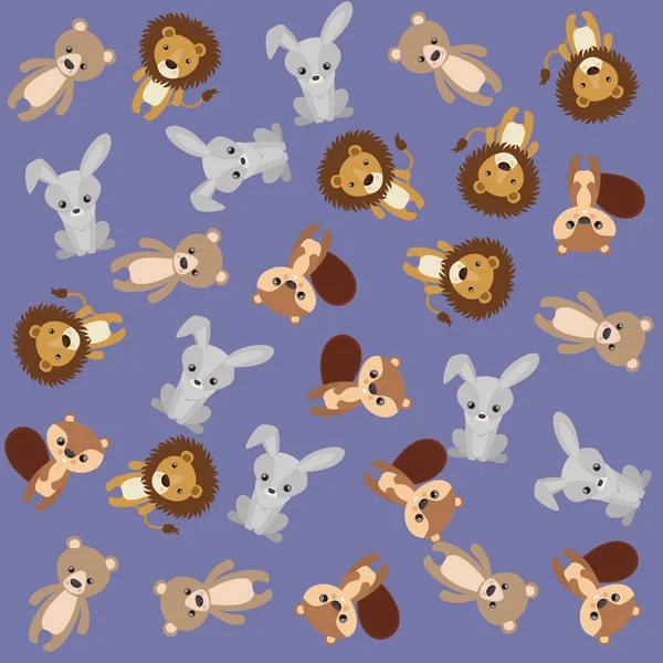 かわいい動物グループ パターン背景 — ストックベクタ