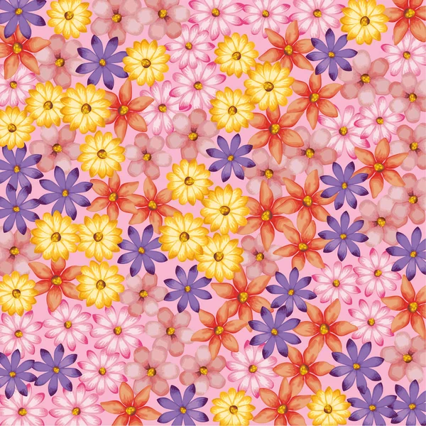 귀여운 꽃 패턴 배경 — 스톡 벡터