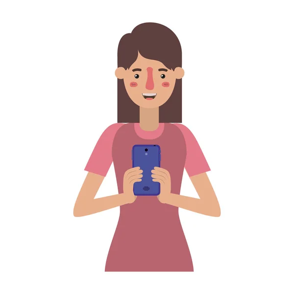 Молодая женщина со смартфоном — стоковый вектор