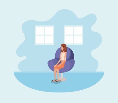 genç kadın kanepe oturma